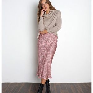 For Love & Lemons Lillian Midi Skirt Pink